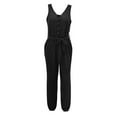 thumbnail image 5 of gakvbuo Jumpsuits For Women Summmer Dressy Wedding Fashion Women's Casual Solid Color Sleeveless Suspenders V Neck Lacing Jumpsuit, 5 of 6