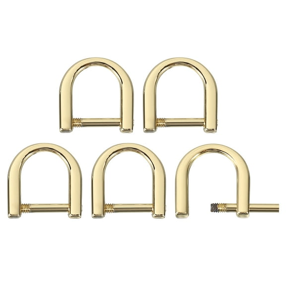 Uxcell D-Rings Screw in Shackle, 5Pack 9mm U Shape D Ring for Bag DIY, Gold