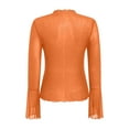 thumbnail image 6 of COMVALUE Women Sparkly Mesh Long Sleeve Top Sheer Lace Undershirts Mock Neck Tee Shirt Trendy (Orange, M), 6 of 6