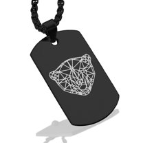 Stainless Steel Geometric Polygon Polar Bear Animal Dog Tag Pendant Necklace