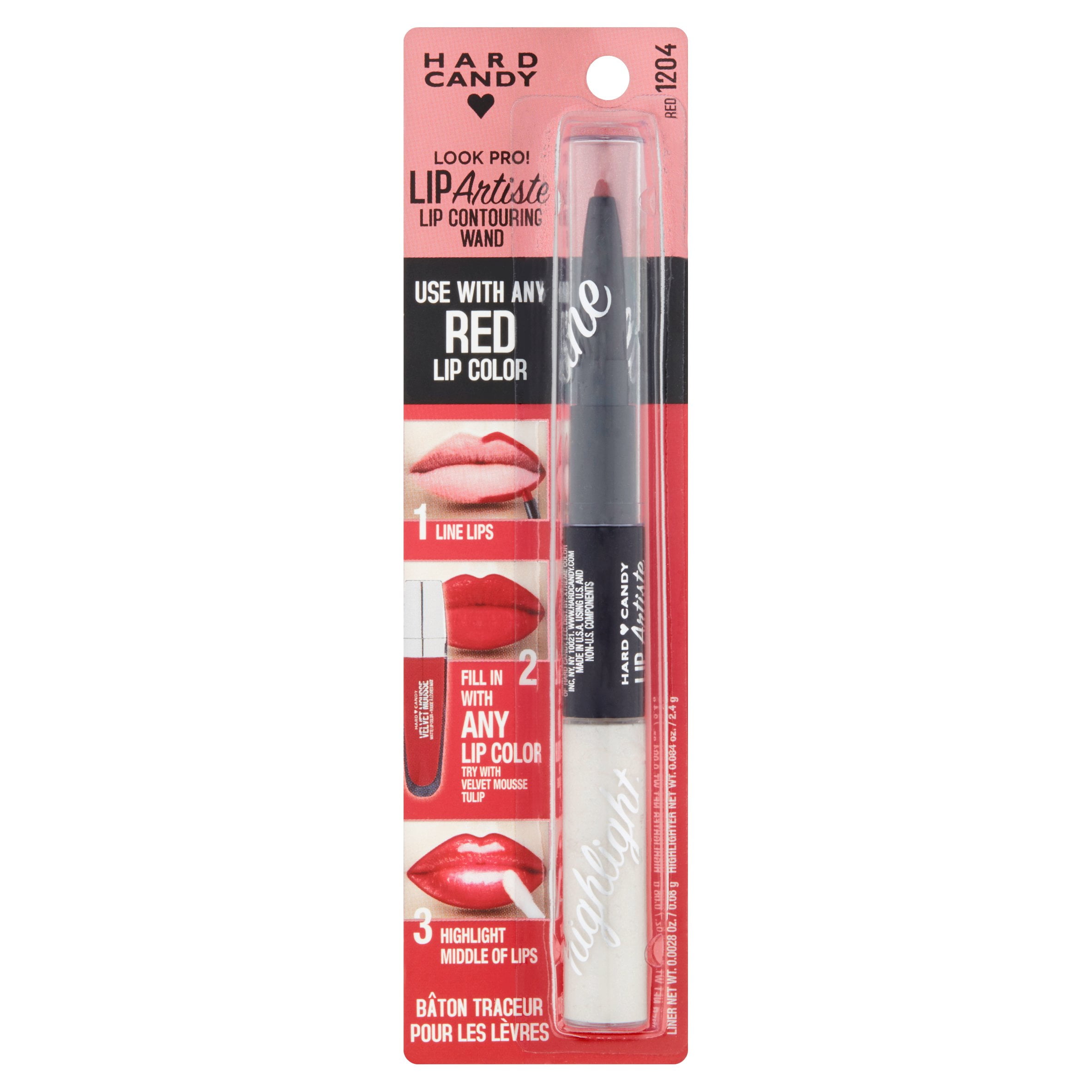 Hard Candy Lip Artiste Lip Contouring Wand, 1204 Red, 0.084 oz