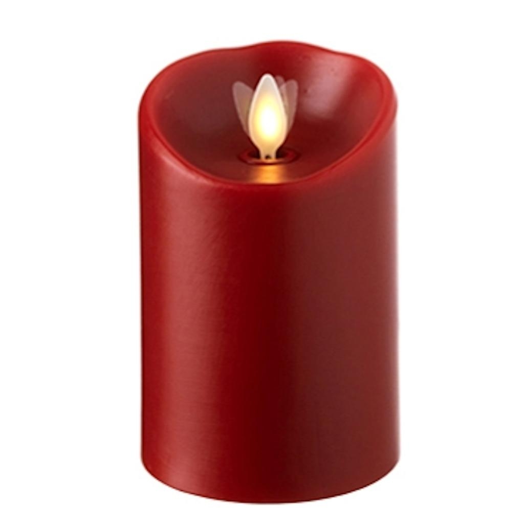 Liown 16024 4" Red Cinnamon Scent LED Wax Battery Operated Pillar