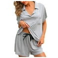 thumbnail image 1 of Richie House Women's Short Sleeve Pocket Sleepwear 2 Piece Pajama Knit Set Pj Lounge S-L RHW2914-A-L, 1 of 6