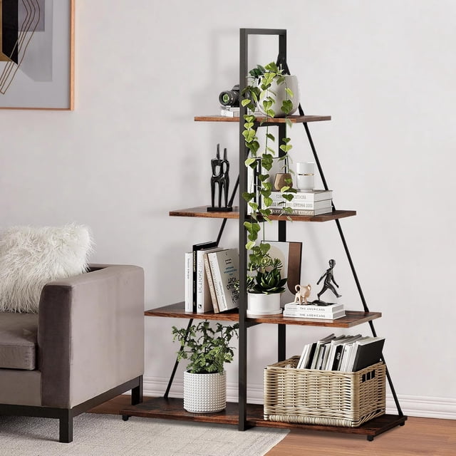 Space - saving 4 - tier slim ladder estante: multi - purpose engineered wood organizer para oficina o dormitorio de esquina