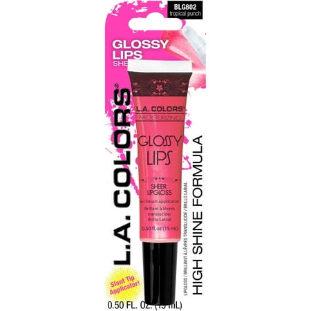 (4 Pack) L.A. Colors Glossy Lips Sheer Lipgloss, Tropical Punch, 0.5 fl