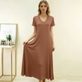 thumbnail image 5 of MEICHEN Women's Summer Sleepshirts Nightgowns for Women for Sleeping Short Sleeve V Neck Long Dress Causal Nightwear Womens Home Essentials Fashion Clothing, 5 of 7