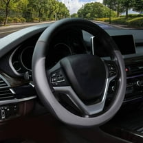 Microfiber Leather Steering Wheel Cover Universal 15 Inch Standard Size Grey