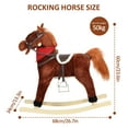 thumbnail image 5 of Rocking Horse Toy for Kids, Plush Ride on Animal with Wooden Rockers, Moving Mouth And Wagging Tail, Musical Sounds, Baby Rocking Chair, 50kg Weight Capacity, Ages 1-6, 5 of 9
