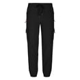 thumbnail image 5 of Mens Cargo Jogger Pants Slim Fit Stretch With Zipper Pockets Lightweight Cotton Tapered Pants Drawstring Elastic Waist, 5 of 6