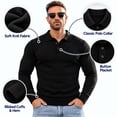 thumbnail image 4 of Smawell Men's Long Sleeve Polo Shirt, Black Knit Polo Sweater, Soft Knit with Classic Collar, Button Placket & Ribbed Cuffs for Work Office Casual Wear, 4 of 7
