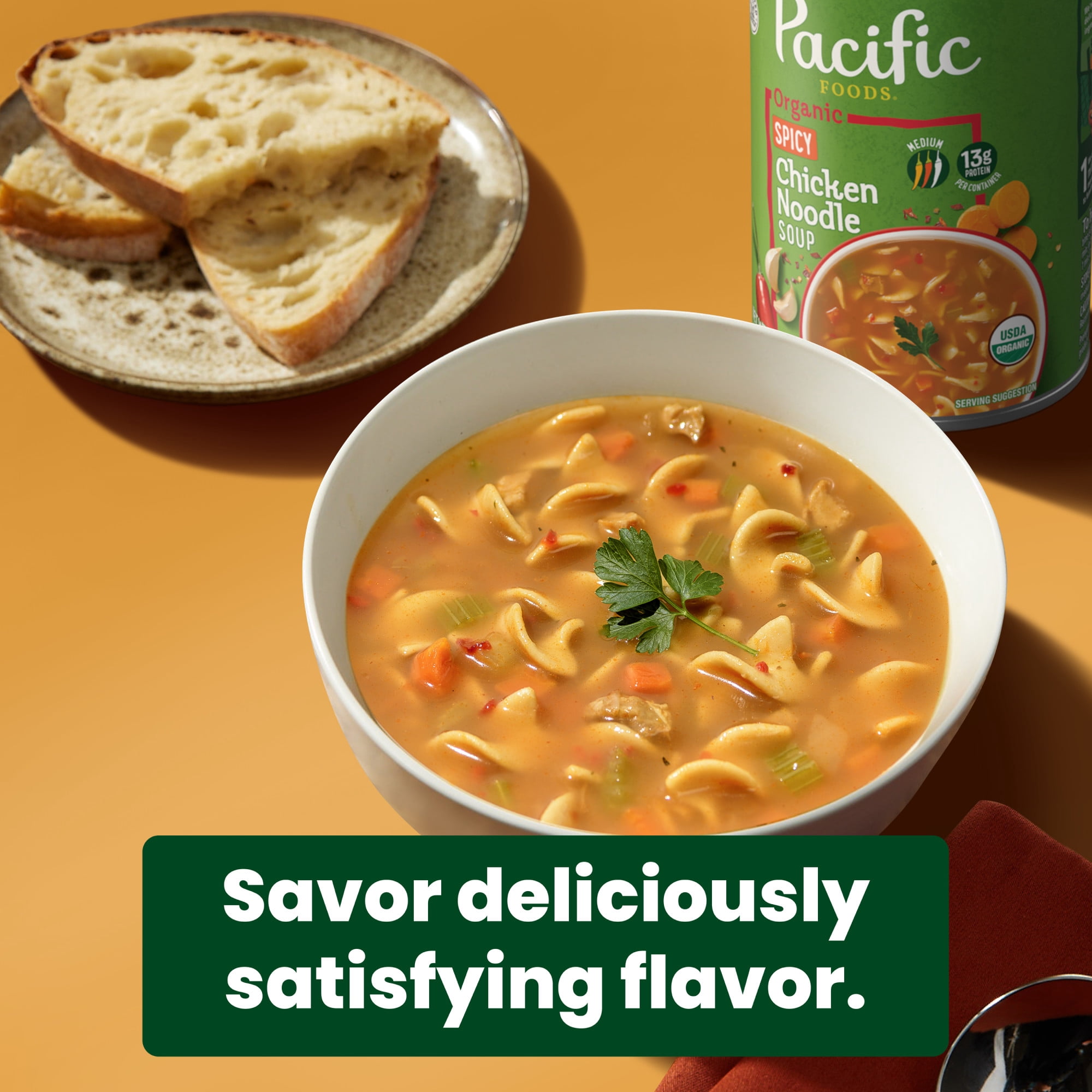 (2 pack) Pacific Foods Organic Spicy Chicken Noodle Soup, 16.1 oz Can
