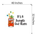 thumbnail image 4 of It's A Jungle Out There Zoo Animals On Bus A Wild Bunch Zoo Africa Zebra Lion Safari Jungle Endangered Species Hippo Alligator Giraffe Tiger Wilderness Ideas Wall Decal Sticker - Size: 40 In X 32 In, 4 of 5
