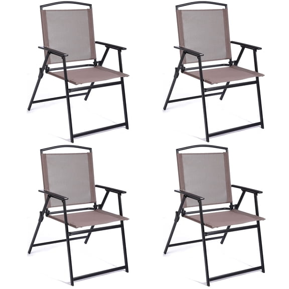 Outdoor Folding Patio Chairs Set of 4-Textilene Fabric Anti-Rust Metal Frame for Garden,Pool,Backyard,Lawn,Camping