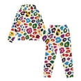 thumbnail image 4 of Uorisanigo 2 Piece Athletic Tracksuit Jogging Sets Outfit Sweatsuit Pullover Hoodie and Sweatpants Set for Kids Casual Clothes Fall Winter Clothing, Colorful Cheetah Leopard Print, 4 of 7