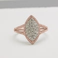 thumbnail image 2 of Halo Jewelers Marquise Frame 0.38 Carat (ctw) 14k Rose Gold Round Cut Natural Diamond Rope Design Engagement Ring Jewelry For Womens | H-I Color, I2 Clarity, 3/8 CT Ring Size-8, 2 of 6
