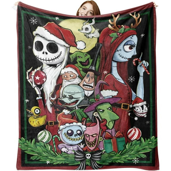 Christmas Flannel Blanket, Xmas Santa Monster Witch Throw Blanket Gifts for Kids Men Women, Funny Holiday Soft Blanket for Bedding Sofa 50 x 60 Inch