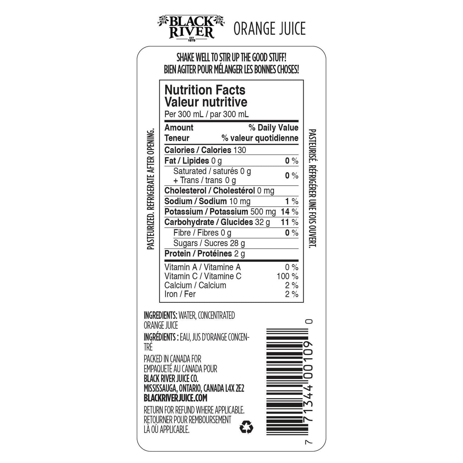 Black River - Pur Jus d'orange fait de concentre