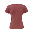 thumbnail image 4 of Women Casual Long Sleeve Slim Scoop Neck Fit T Shirts Basic Tee Tops Crew, 4 of 5