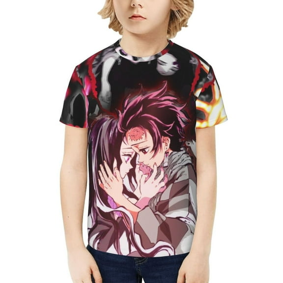 Demon Slayer Kimetsu No Yaiba Kids T-Shirt 3d Printed Graphic T-Shirts Boys And Girls Short Sleeve Shirts For Youth Kids X-Small
