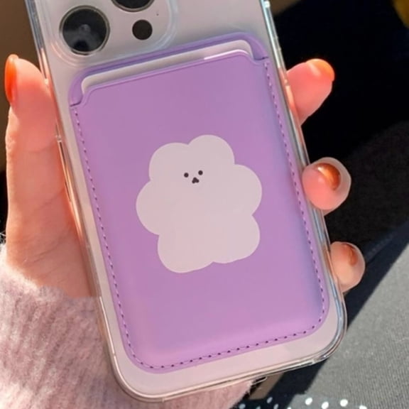 INS cartoon bear card slot holder for MagSafe magnetic leather wallet case for iPhone 15 Pro Max 14 phone cover bag accessories