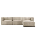 thumbnail image 3 of Modway Conjure Channel Tufted Upholstered Fabric 4-Piece Sectional Sofa in Black Beige, 3 of 10