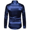 thumbnail image 3 of Plus size S-XXL Men Shirt Silk Satin Smooth Tuxedo Business Shirt Casual Slim Fit Wedding Dress Shirts, 3 of 5