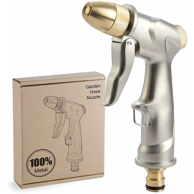 Pistola de riego de metal, pulverizador de pistola de agua de alta presión, pistola de agua de jardín de alta resistencia, para lavado de automóviles, riego de plantas, ducha para mascotas, corto