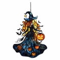 thumbnail image 2 of Liamobondopolis Stained Glass Style Witch Acrylic Hanging Ornament with Pumpkin Bat Pattern for Halloween Window Door Wall Decor 7.87 In, 2 of 8