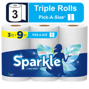 Sparkle Pick-A-Size Paper Towels, 3 Triple Rolls, White, Everyday Value Paper Towel