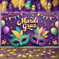 thumbnail image 5 of Colorful Balloons Mardi Gras Banner Feather Decor Carnival Display Mask Elements Purple Green Gold Festive Backdrop for Mardi Gras Party Carnival Celebration Masquerade Ball, 5 of 7
