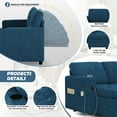 thumbnail image 2 of ACMEASE 84" Chenille Sectional Sleeper Sofa w/Adjustable Backrests, Pull Out Sofa Bed w/USB Charger Port& Reversible Storage Chaise,Convertible L-Shaped Sofa with Cup Holders for Living Room, Blue, 2 of 7