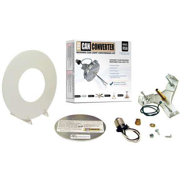 Recessed Can Light Converter Kit for 5" and 6" Recessed Can Lights (White Flat Medallion)