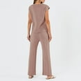 thumbnail image 4 of Lounge Sets for Women Two Piece Outfits Knit Cap Sleeve Tops Wide Leg Pleated Pants Casual Dressy Sweater Sets, 4 of 5