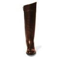 thumbnail image 4 of FSJ Women Classic Knee High Riding Boots Low Chunky Heels Round Toe Side Zipper Comfortable Flat Retro Casual Shoes Size 8 Brown, 4 of 4