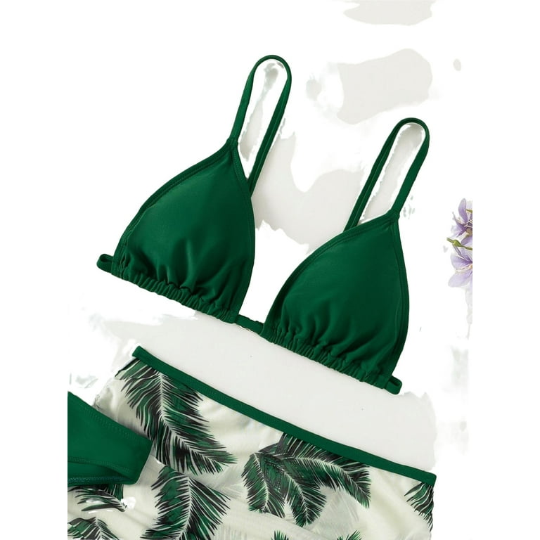 3pack Cute Spaghetti Strap Dark Green Girls Bikini Sets (Girl's) 