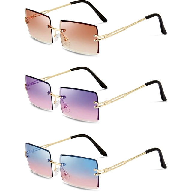 Gafas de Sol Weewooday Rectangulares Sin Montura Tinteadas Transparentes