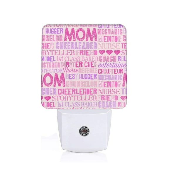 Naloa Best Mom ever Night Lights Plug into Wall, Dusk to Dawn Sensor Warm White Led Night Light 0.5W, Nightlight suit for Adults, Bedroom, Bathroom, Hallway, Kitchen