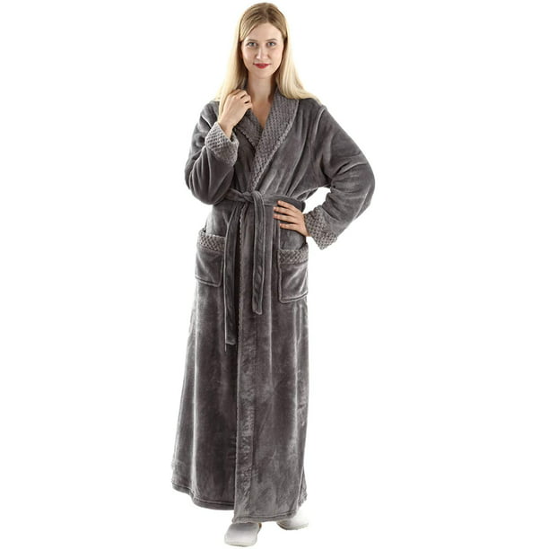 Oksun long robes for women Full Length Fleece Plush Bathrobe with Waist ...