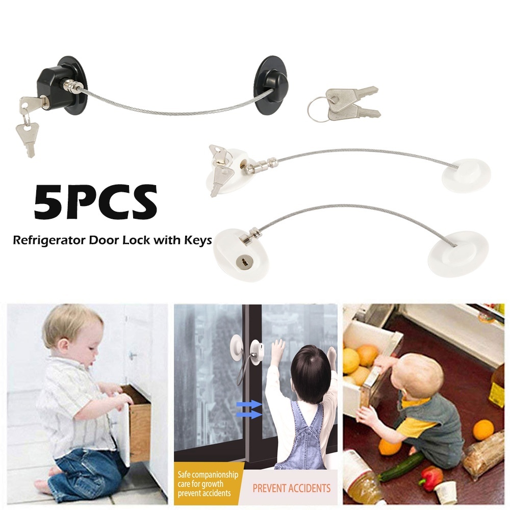 Willstar 5Pcs Child Safety Locks with Keys Strong Adhesive Window Drawer Freezer Fridge Door Lock - image 1 of 13