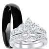 LaRaso & Co His Hers Wedding Ring Set Marquis Engagement Couples Promise Rings Her 10 Him 7