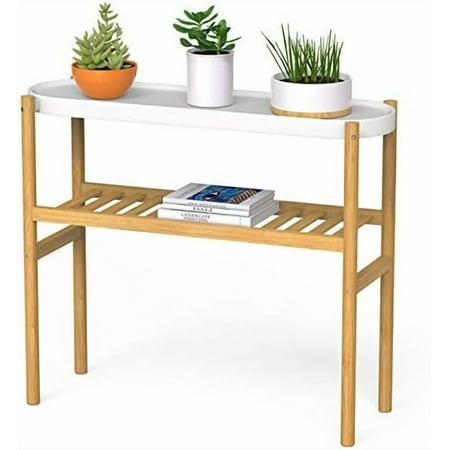 Bamboo Shelf Indoor, 2 Tier Window Tall Stand Table for Multiple Plants…