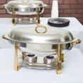 thumbnail image 3 of TrueCraftware- 6 Qt. Half Size Stainless Steel Gold Accented Oval Chafing Dish Complete Set- Food Warmer Chafers and Buffet Warmer Sets for Catering Event Party Holiday Buffet Weddings Catering, 3 of 7