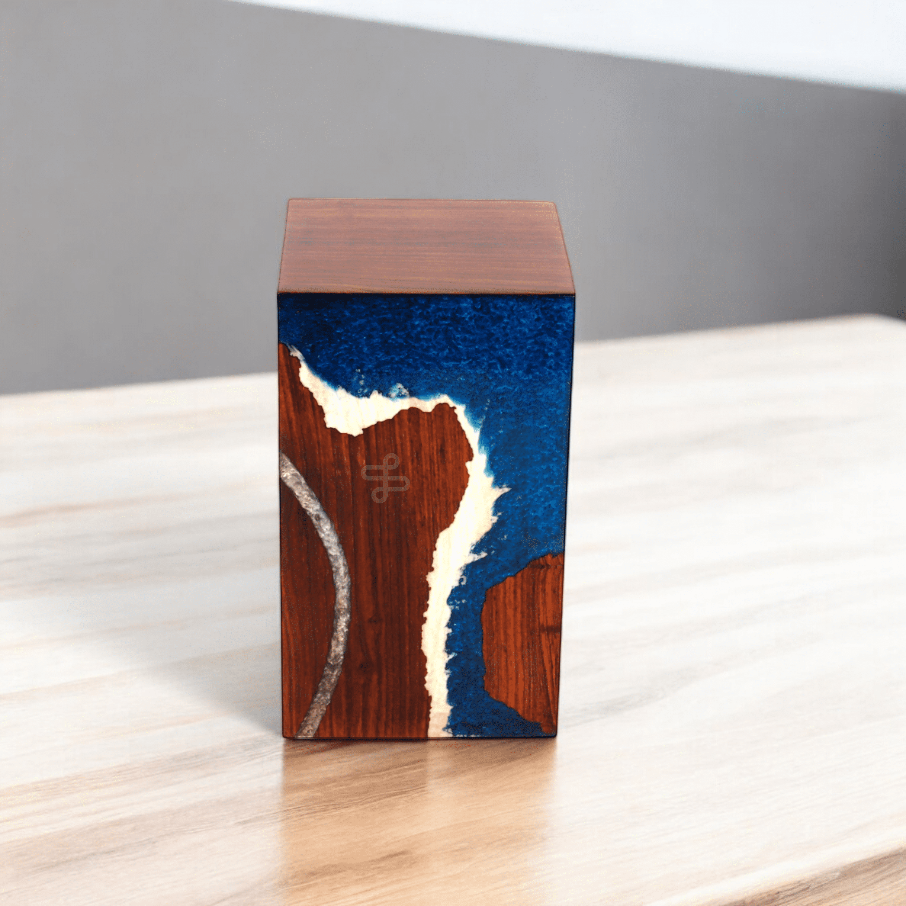 Wooden Cremation Urn for Human and Pet Ashes, Memorial Urn, Burial Urn, Keepsake Urn, Adult Urn with Epoxy Design (Keepsake)