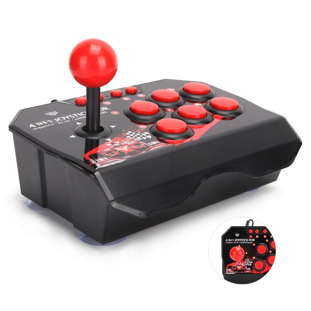Arcade Fight Stick Joystick Universal Game Arcade con Cable USB de 3 m/98 pies Joystick de Metal esférico multifunción con 6 Botones de Control Redondos para PS3 para Switch ANGGREK Otros