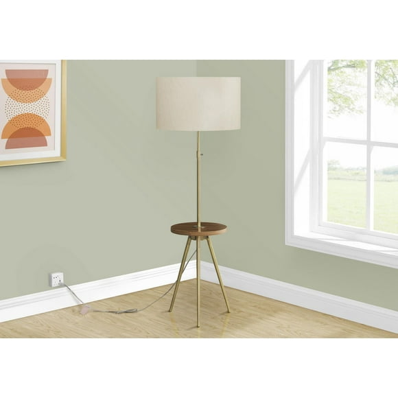 Monarch Specialties Lighting, Floor Lamp, 63"h, Gold Metal, Ivory / Cream Shade, Contemporary