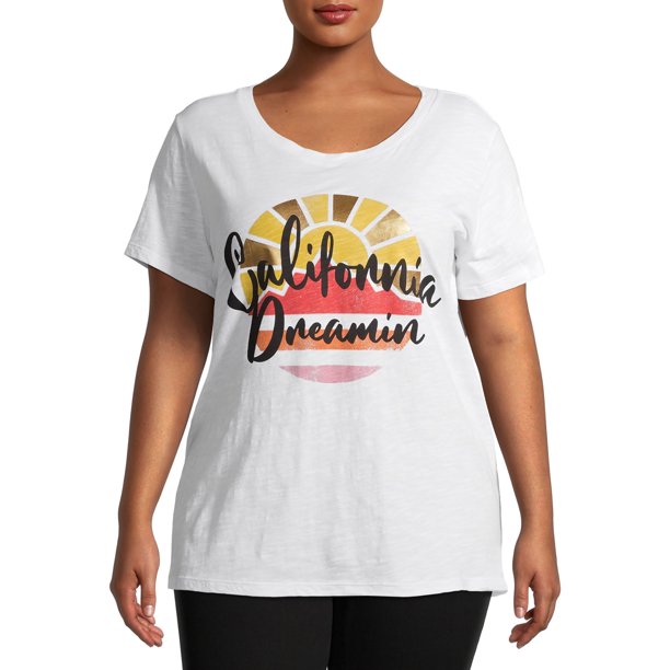 Terra & Sky Terra & Sky Plus Size Slub Graphic Short Sleeve TShirt