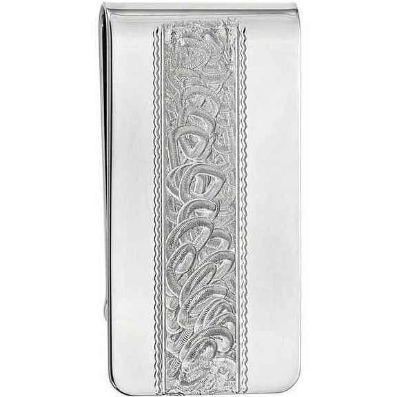 Primal Rhodium-plated Kelly Waters Money Clip with Swirl Pattern Center