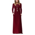 thumbnail image 1 of GZWYHT Robes pour Femmes 2025, Robes Maxi Décontractées pour Femmes à Manches Longues à Col Rond Unies Robe Longue Débardeur Robe à Manches Longues, Robes Modestes, Robe Bordeaux, Commodes en Liquidation m, 1 of 9