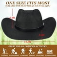 thumbnail image 4 of EINSKEY Straw Cowboy Hats for Men, Western Cowgirl Hat Women Wide Brim Fedora for Beach,Black, 4 of 7