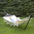 thumbnail image 2 of Northlight Macrame Cotton Hammock with Wooden Bars - 78" x 47" - Beige, 2 of 7